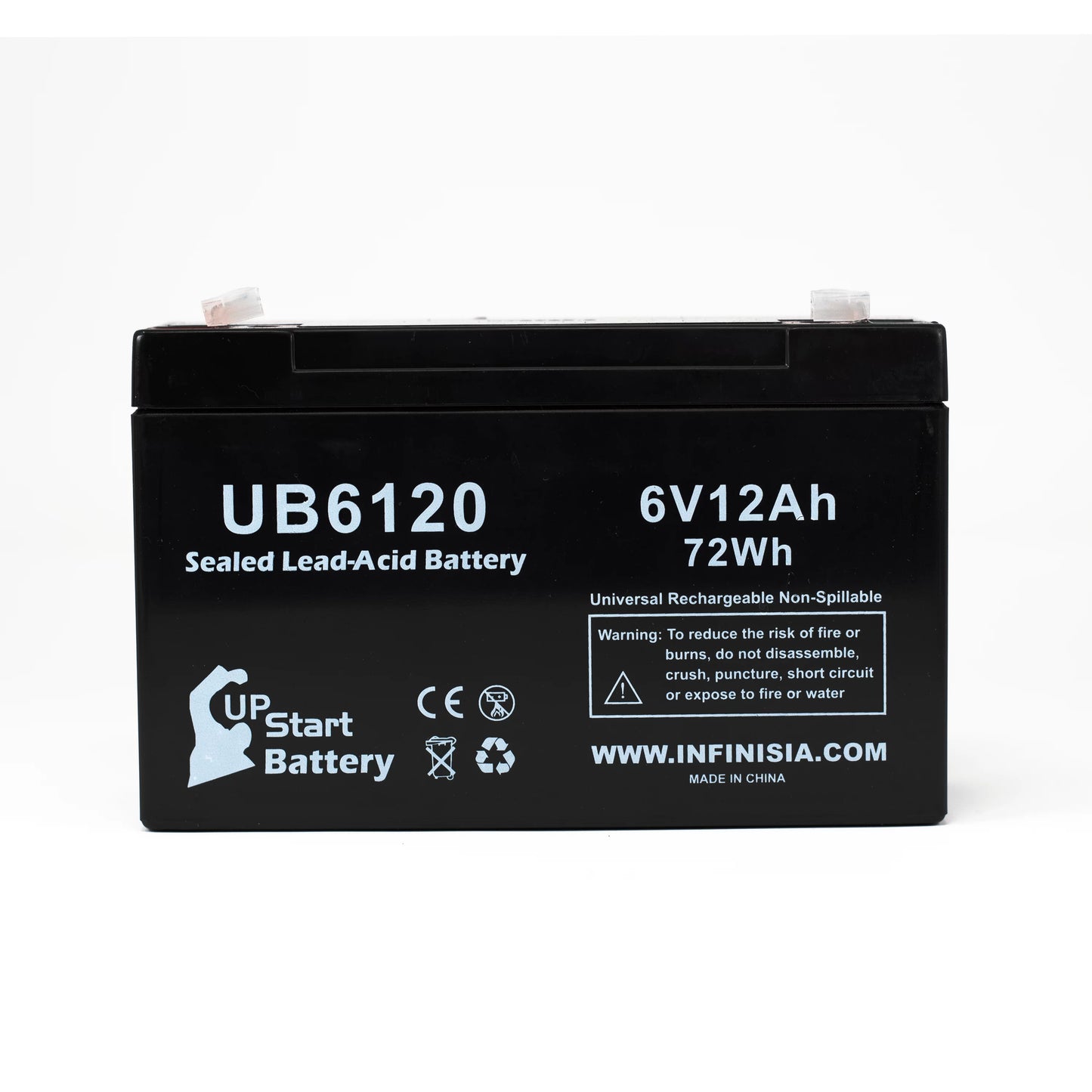 4x Pack - Tripp-Lite 850 Battery - Replacement UB6120 Universal Sealed Lead Acid Battery (6V, 12Ah, 12000mAh, F1 Terminal, AGM, SLA) - Includes 8 F1 to F2 Terminal Adapters