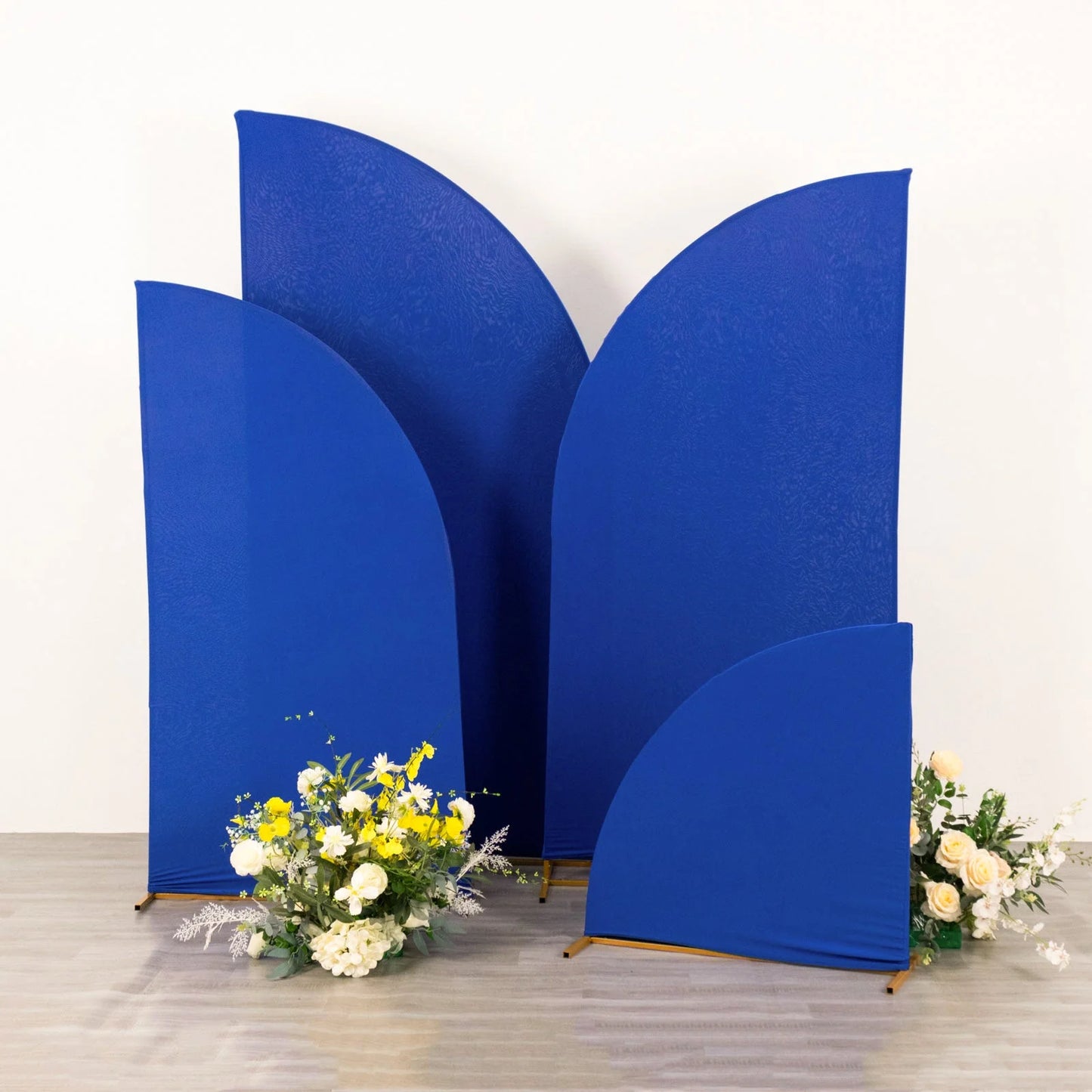Efavormart Set of 4 | Matte Royal Blue Fitted Spandex Half Moon Wedding Arch Shield Custom Fit Chiara Backdrop Stand Protection - 2.5ft,5ft,6ft,7ft
