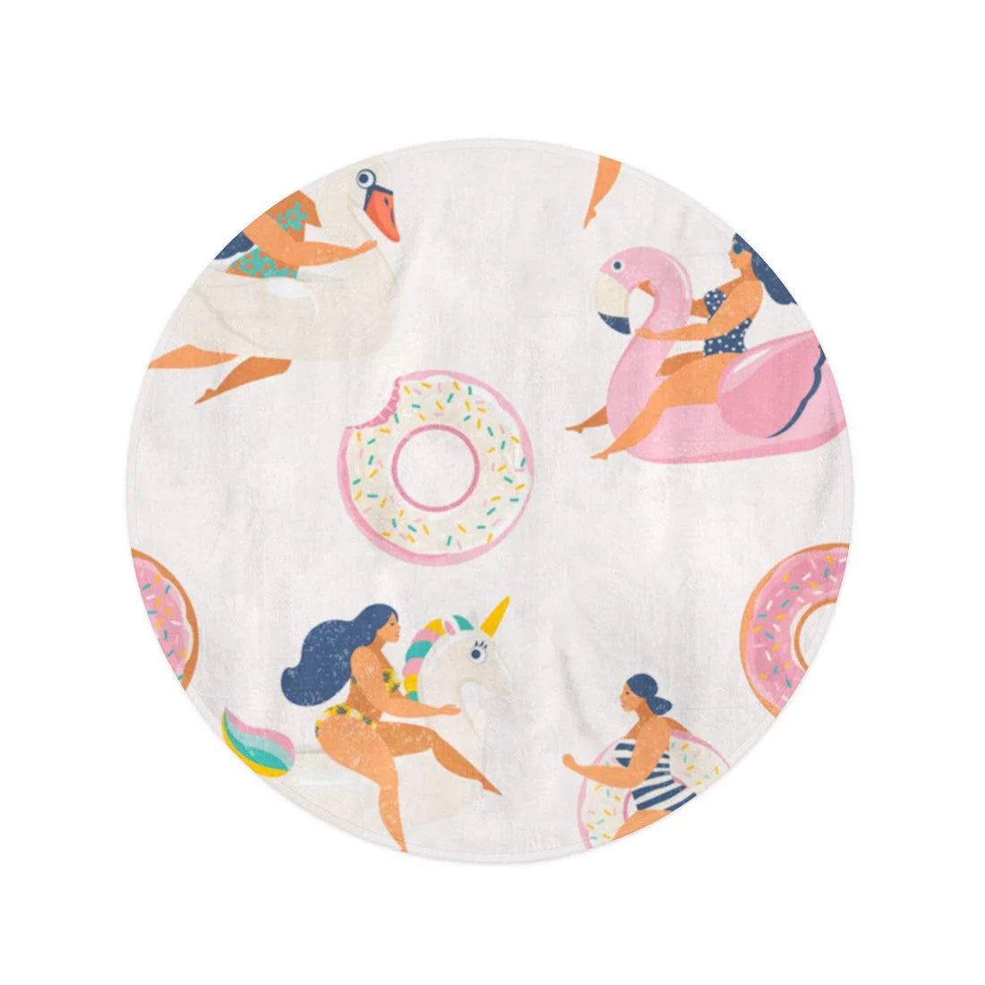 KDAGR 60 inch Round Beach Towel Blanket Flamingo Unicorn Swan and Sweet Donut Inflatable Swimming Pool Travel Circle Circular Towels Mat Tapestry Beach Throw