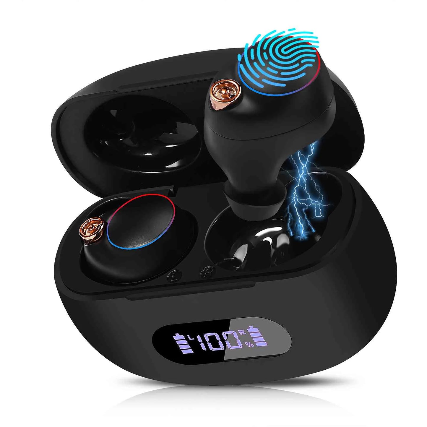 UrbanX True Wireless Bluetooth Earbuds + Charging Case, Black, Dual Connect, IPX5 Water Resistance, Bluetooth 5.2 Connection, Balanced, Bass Boost with Lenovo Tab3 8 Plus