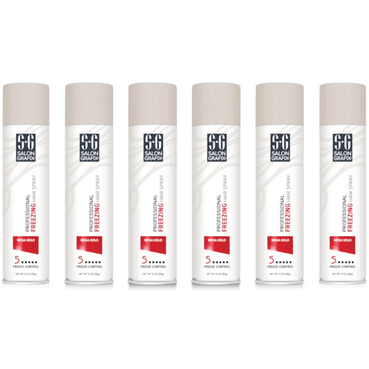 6 Pack Salon Grafix Mega Hold Professional Freezing Hair Spray, 10 Ounces Each