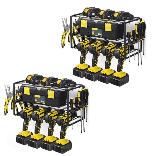 2PCS Power Tool Organizer Wall-Mounted Cordless Drill Holder, Heavy Duty Rack