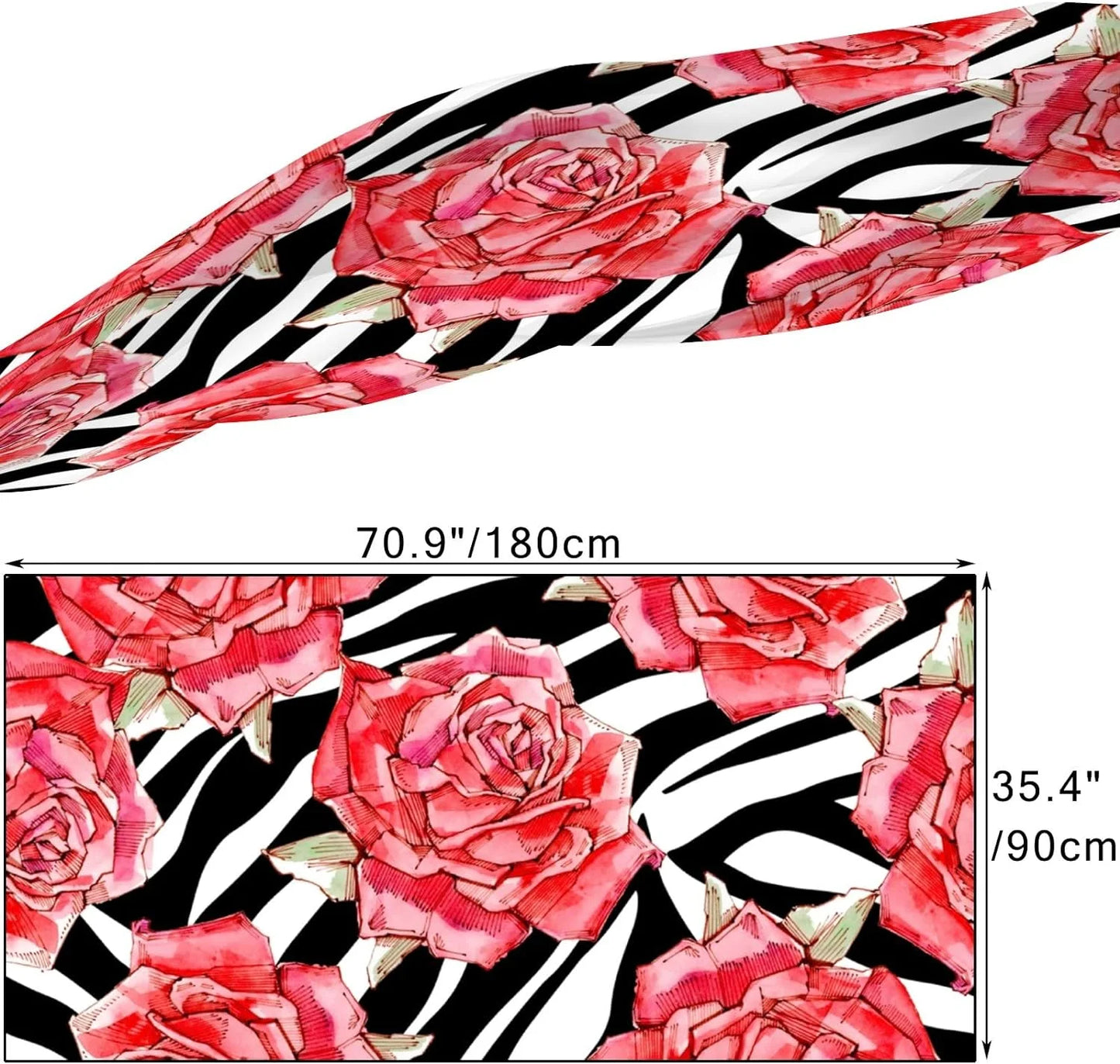 Hyjoy Watercolor Red Roses Long Silk Neck Scarf Lightweight Shawl Wrap Scarves Women Girls