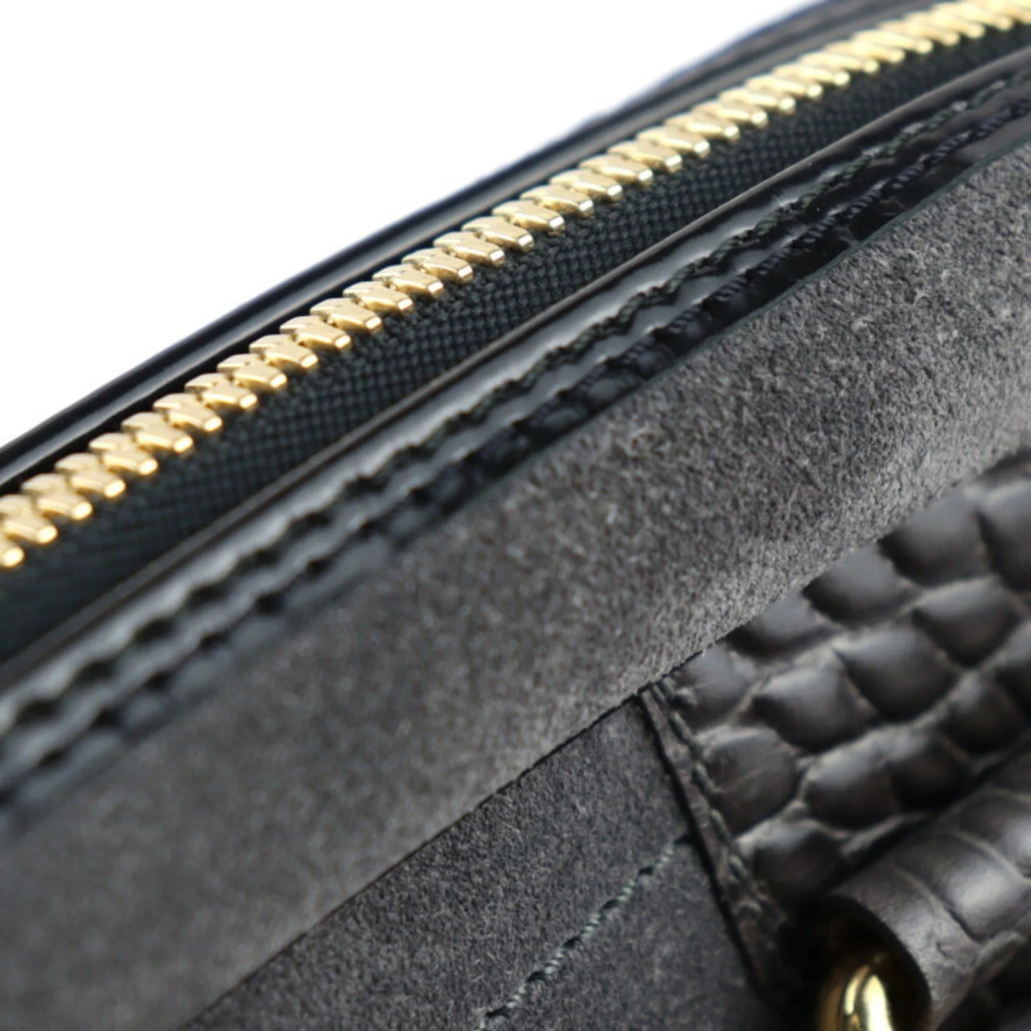 Pre-Owned LOUIS VUITTON Louis Vuitton Stamp Bag GM Handbag M95237 Suede Calf Leather Gray Black Gold Hardware (Good)