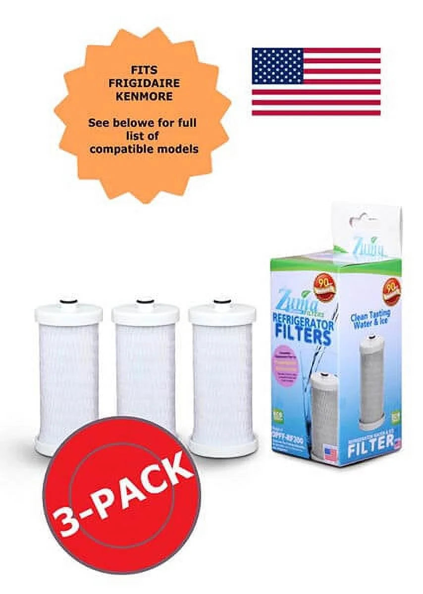 ZUMA Brand , Water and Ice Filter , Model # OPFF-RF300 , with Frigidaire® RF-100 - 3 Pack - Made in U.S.A.