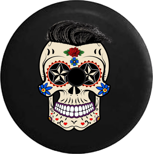 2018 2019 Wrangler JL Backup Camera Sugar Skull Tattoo with Hair Spare Tire Coating Jeep RV 33 Inch