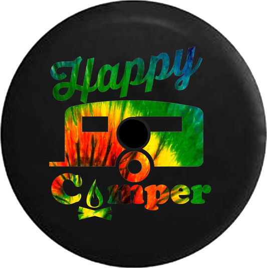 2018 2019 Wrangler JL Backup Camera Happy Camper Campfire Tiedye Peace Love Spare Tire Protection Jeep RV 32 Inch