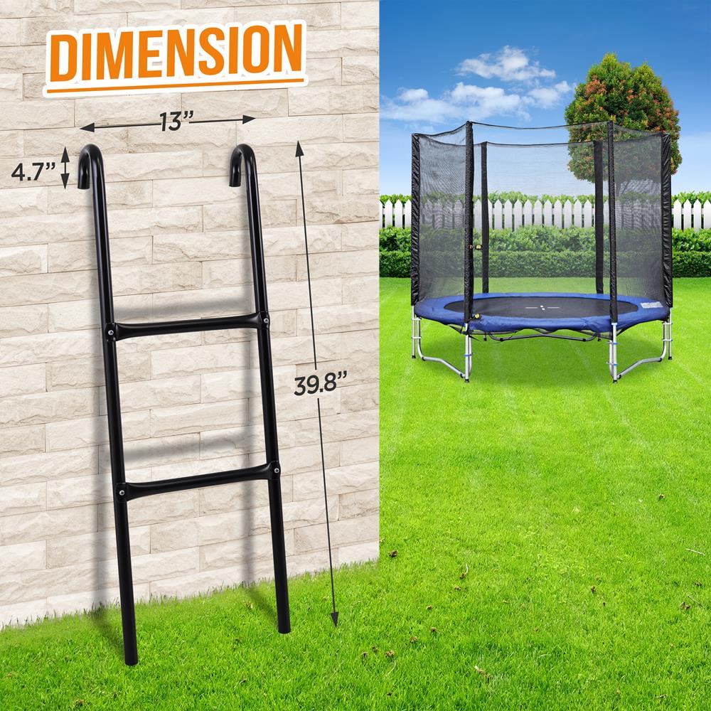 SereneLife 2 Step Galvanized Steel Trampoline Climbing Trampoline Safety Ladder 13.0’’ x 4.7’’ x 39.8’’ -inches