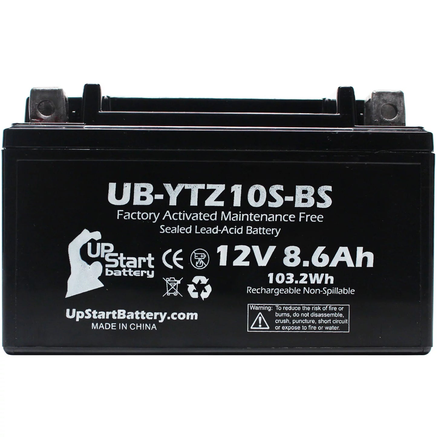 4-Pack UpStart Battery Replacement 2011 Yamaha YZF-R1 1000CC Factory Activated, Maintenance Free, Motorcycle Battery - 12V, 8.6Ah, UB-YTZ10S-BS