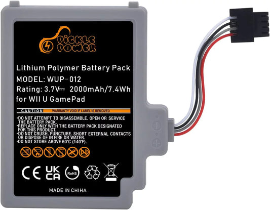 2000mAh Rechargeable y Pack Replacement Nintendo Wii U Gamepad WUP-012, WUP-010