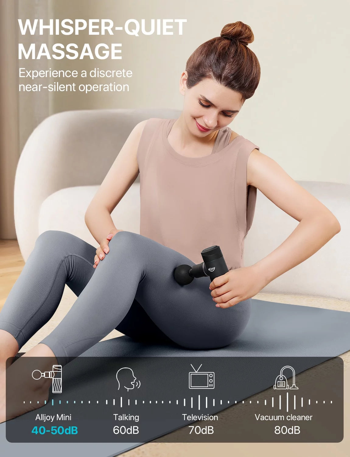 ALLJOY Mini Massage Gun Deep Tissue, Powerful Percussion Muscle Massager Gun with 4 Attachments, 4 Speed Settings, Compact Sports Handheld Massager Muscles Neck Back Arms