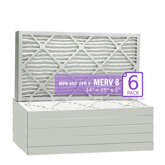 14x25x2, Purolator DMK80 Extended Surface Pleated Air Filter, Mechanical MERV 8, (6 Pack)