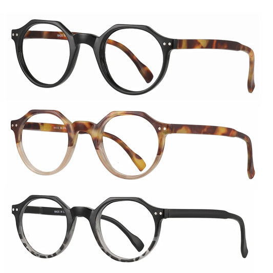 3 Pairs Round Reading Glasses Vintage Blue Light Blocking Mens Womens Readers