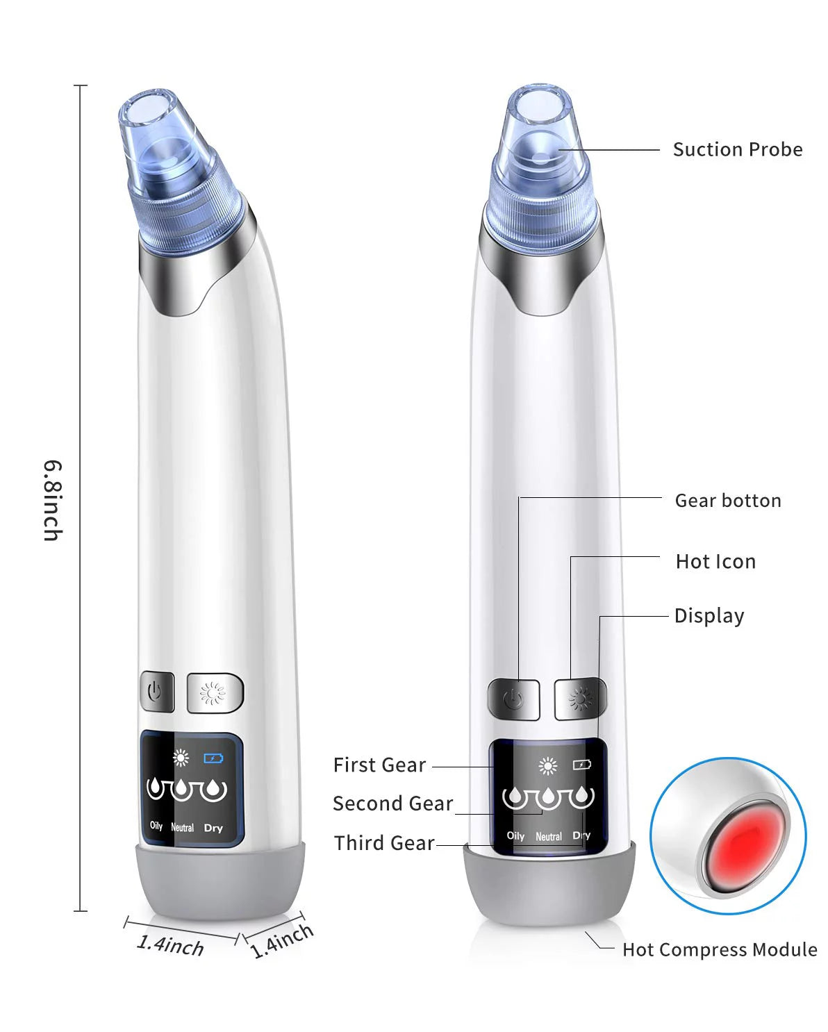 Ansten Pore Vacuum Face Cleaner Blackhead Remover kit Blackhead Remover Pore Vacuum Suction Electric Facial Pore Cleaner USB Rechargeable Blackhead Pimple Sucker Nose Face Women Men