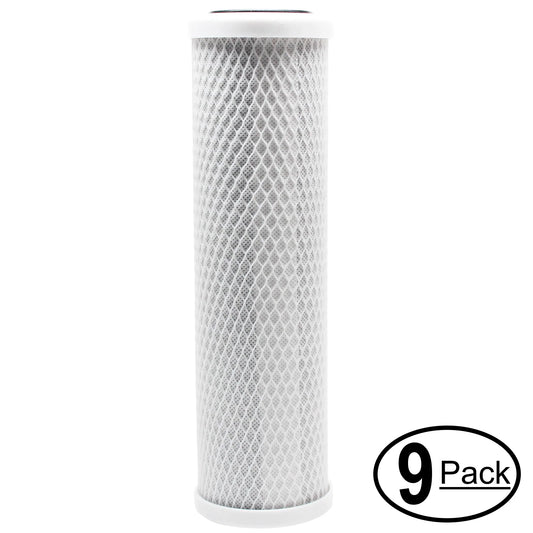 9-Pack Replacement Crystal Quest CQE-CT-00113 Activated Carbon Block Filter - Universal 10 inch Filter CRYSTAL QUEST Mega Water Filter system - Denali Pure Brand