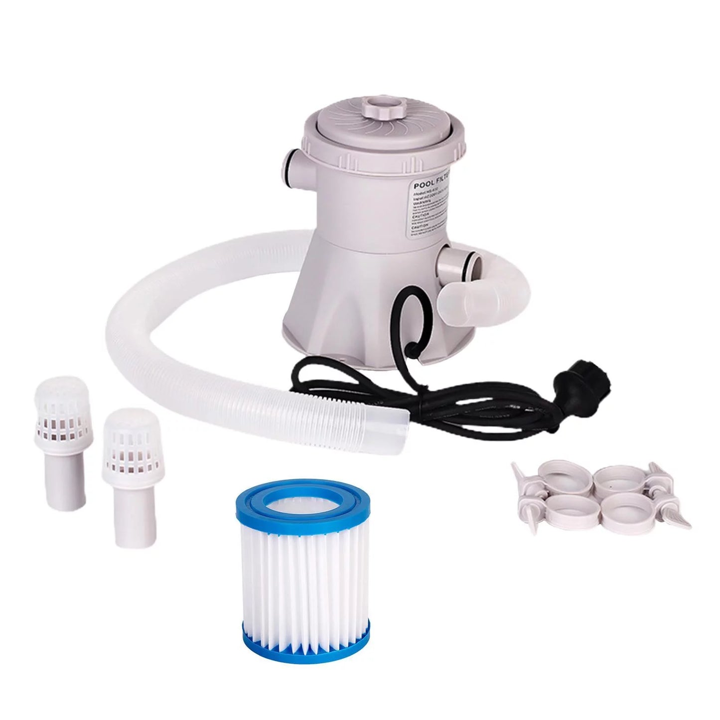 300GPH Above Ground Swimming Pool Electric Filter Pump Padding Impurities Cleaning Tool US Type