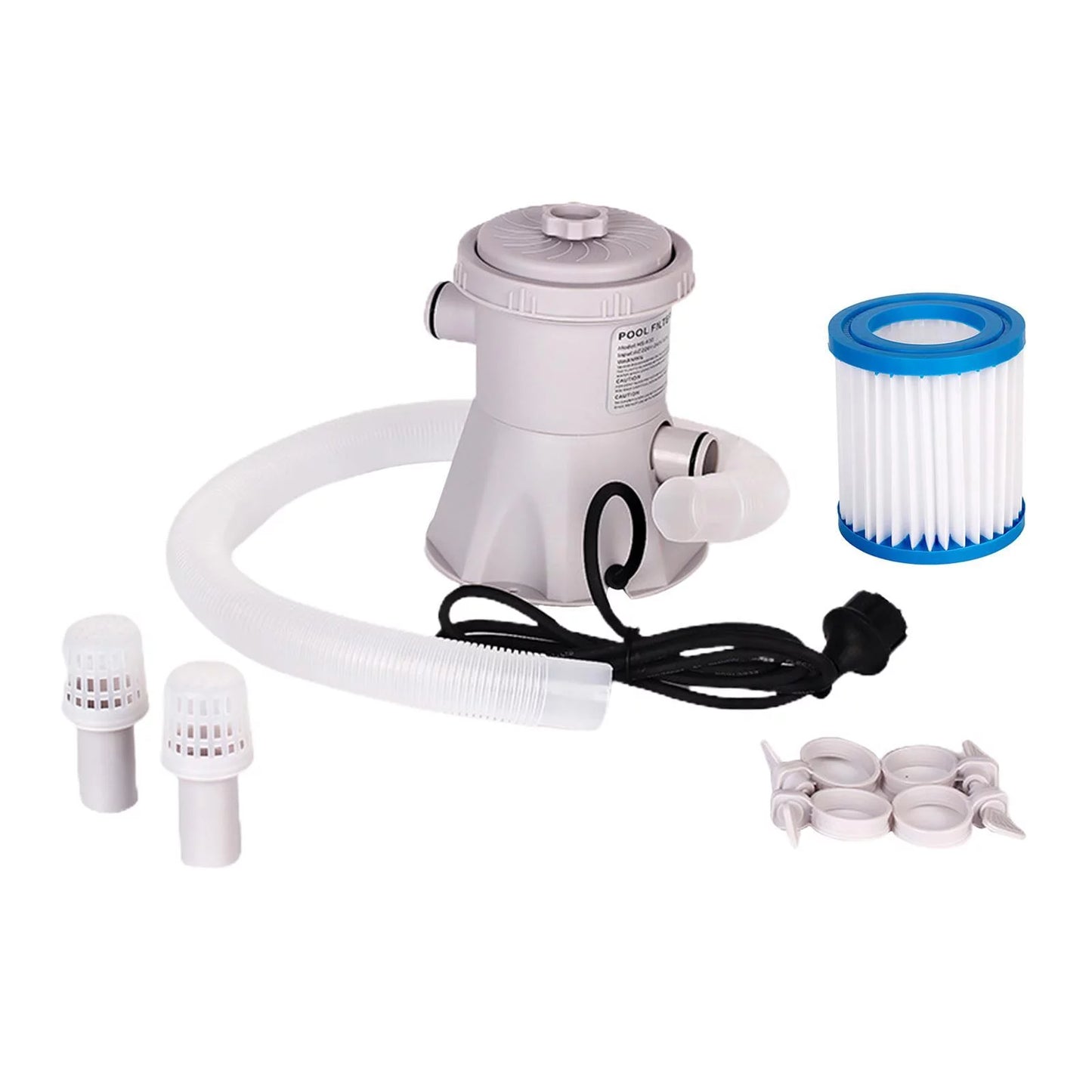300GPH Above Ground Swimming Pool Electric Filter Pump Padding Impurities Cleaning Tool US Type