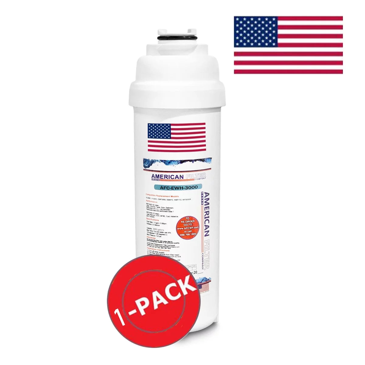 AFC Brand , Water Filter , Model # AFC-EWH-3000 , with HVR8HDBL - 1 Filters - Made in U.S.A.
