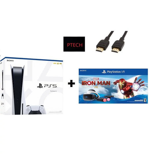 2022 Sony Holiday Bundle: Sony PlayStation_PS5 Gaming Console (Disc Version) + PlayStation_VR Marvel’s Iron Man VR_Bundle