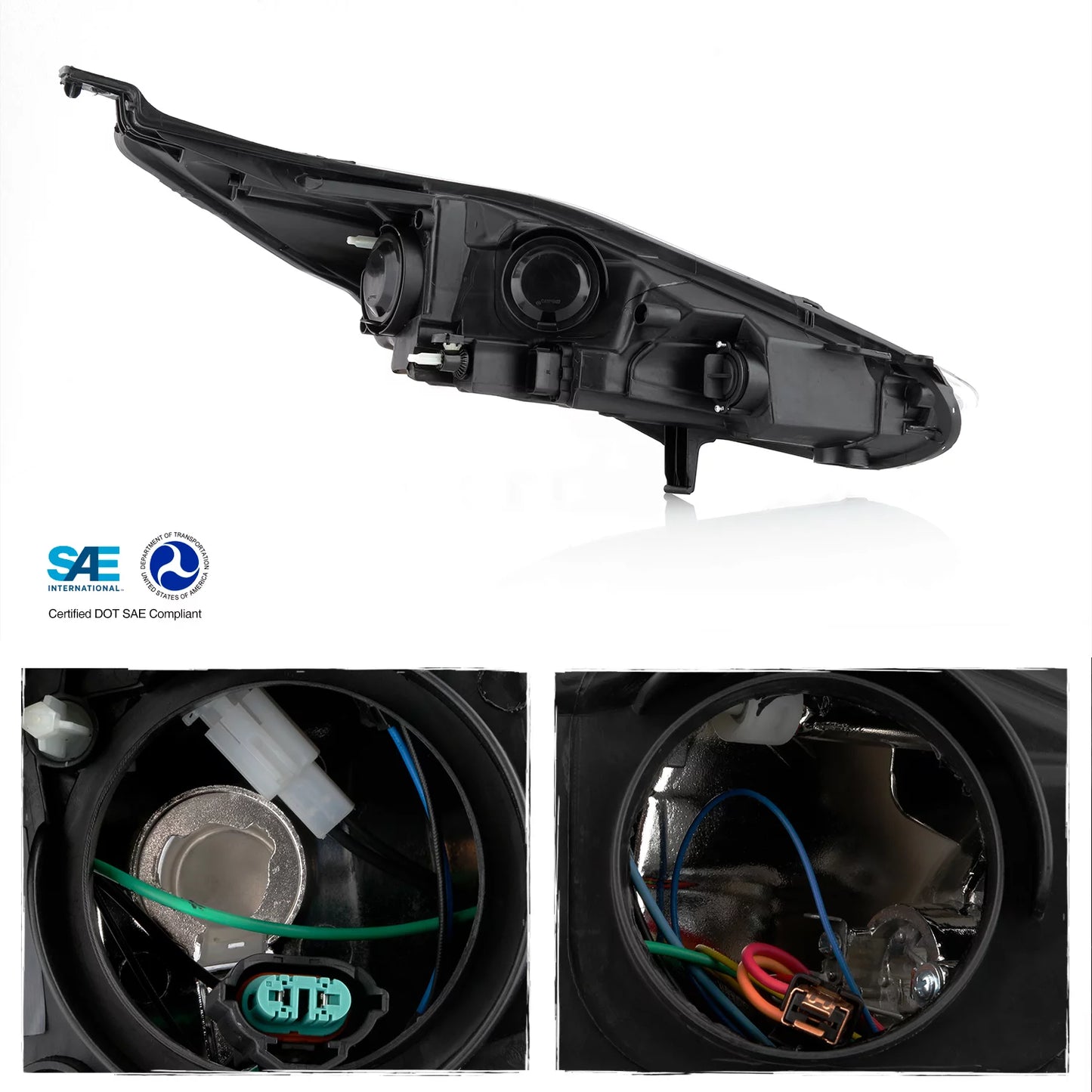 AKKON - Fits 2014 2015 2016 2017 Ford Fiesta Titanium Sedan Hatchback [Halogen Type] Chrome Headlight Driver Left Headlamp