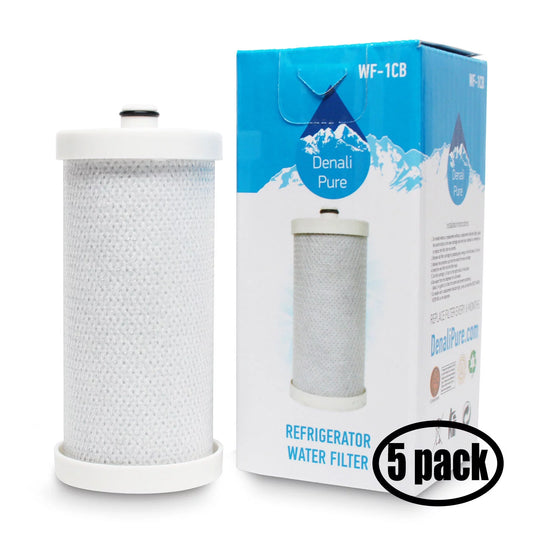 5-Pack Replacement White Westinghouse WRS3R3EW2 Refrigerator Water Filter - with White Westinghouse WF1CB, WFCB Fridge Water Filter Cartridge - Denali Pure Brand