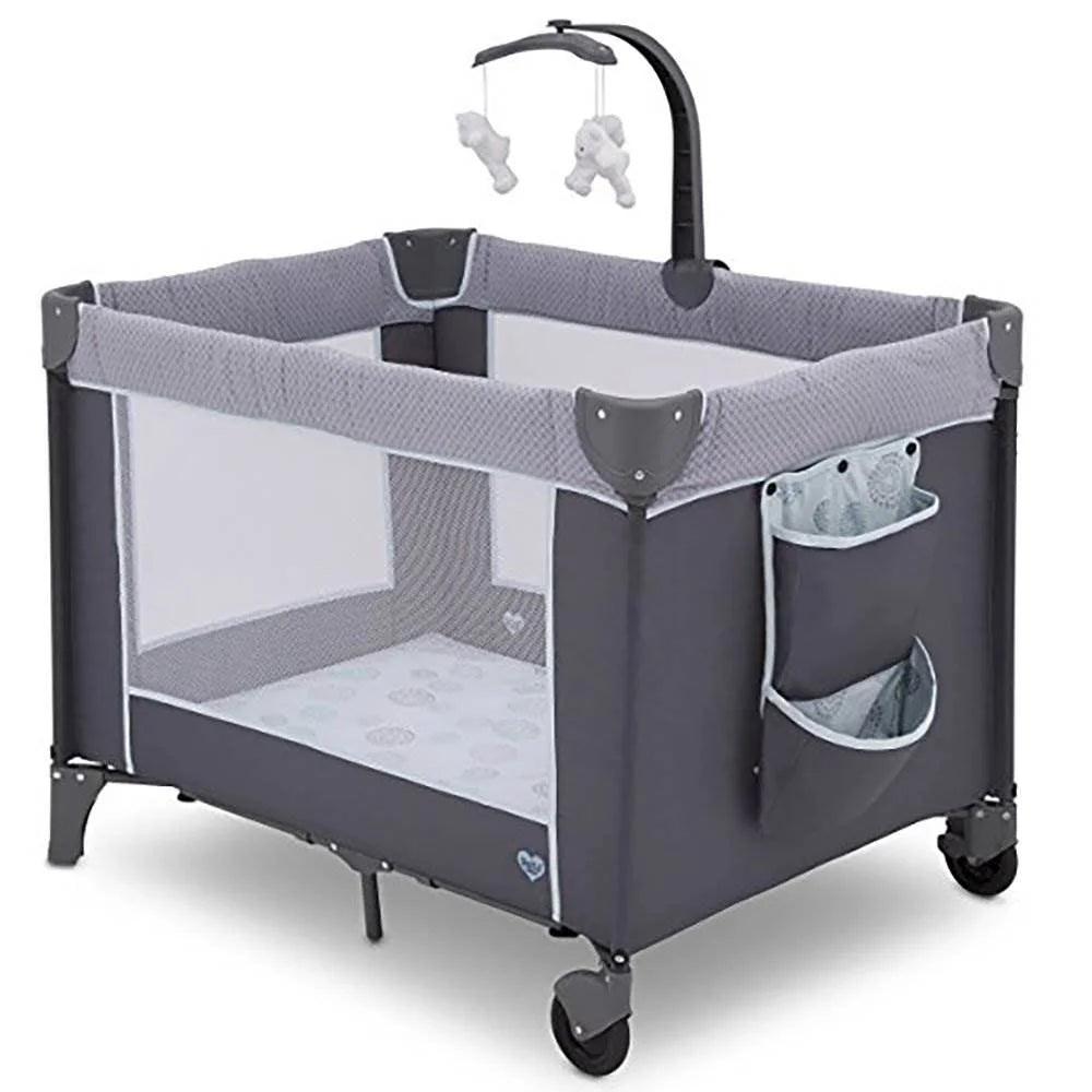 Delta Children LX Deluxe Portable Baby Play Yard With Removable Bassinet and Changing Table, Eclipse