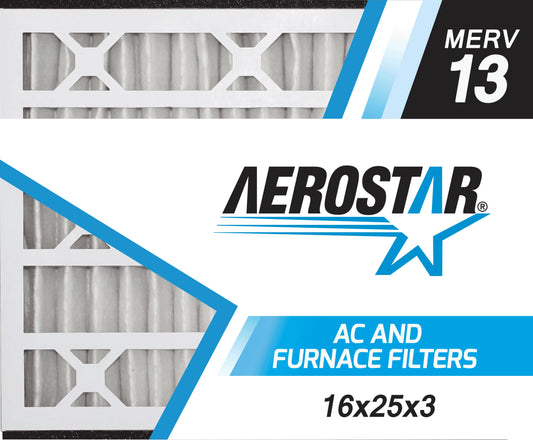 16x25x3 Trion Air Bear Replacement Furnace Air Filters by Aerostar - Merv 13, Box of 3