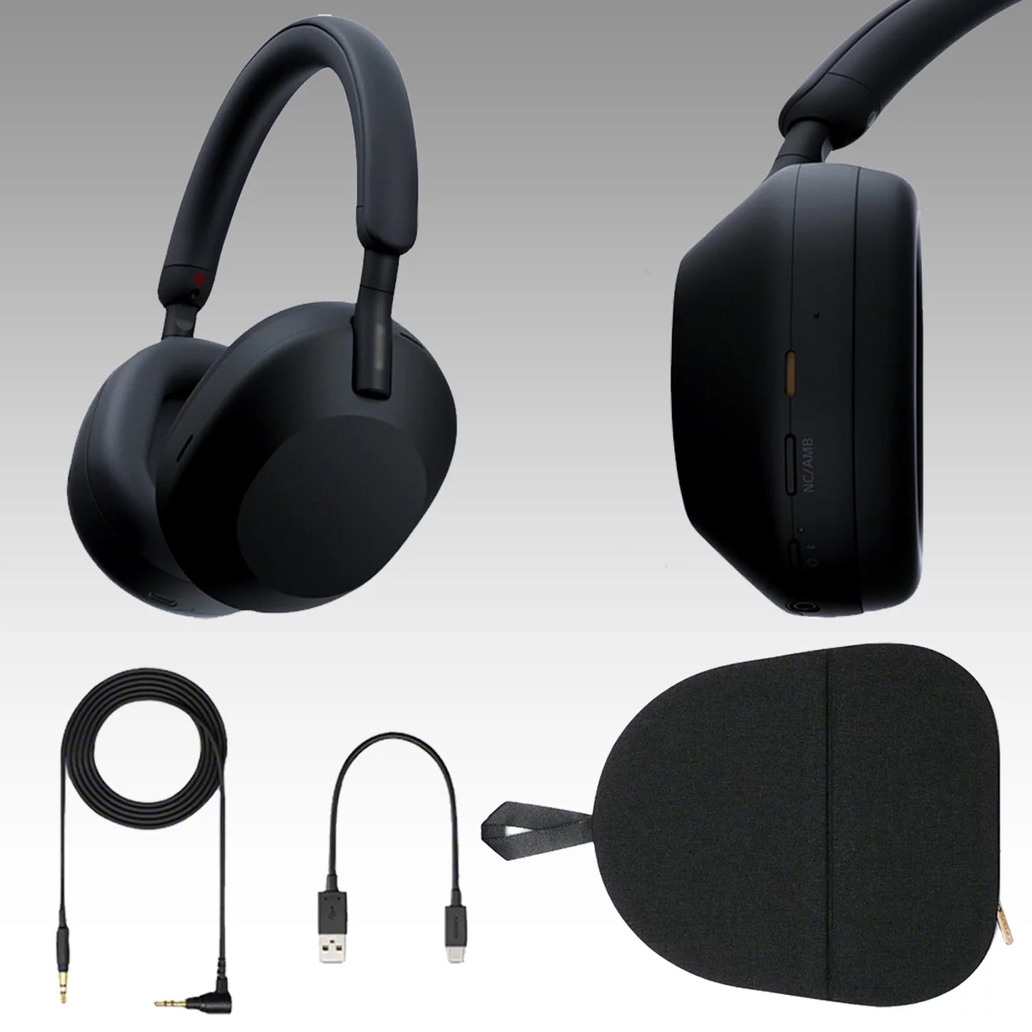 Ultimaxx Essential Sony WH-1000XM5 Noise-Canceling Wireless Over-Ear Headphones Bundle (Black) - Includes: Water- Gadget Backpack & More (7pc Bundle)