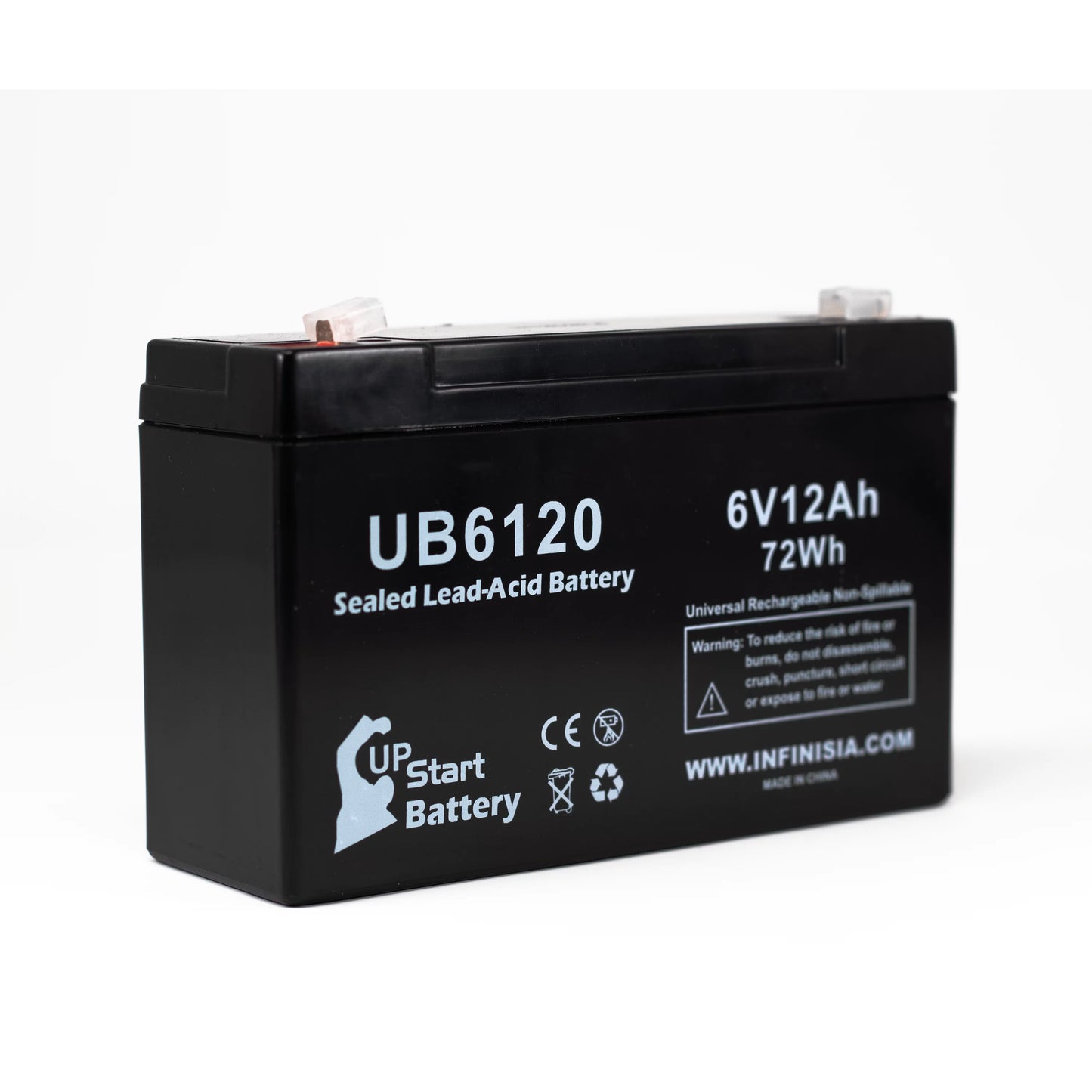 4x Pack - Tripp-Lite 850 Battery - Replacement UB6120 Universal Sealed Lead Acid Battery (6V, 12Ah, 12000mAh, F1 Terminal, AGM, SLA) - Includes 8 F1 to F2 Terminal Adapters