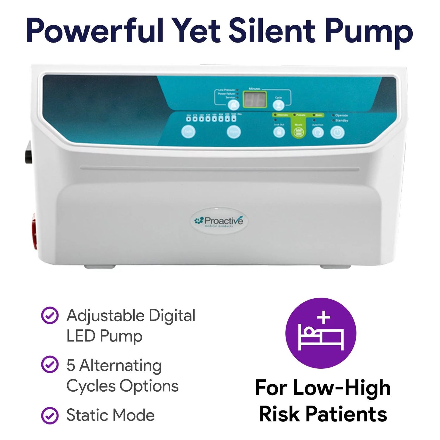 Proheal Bariatric Low Air Loss Alternating Pressure Air Mattress with Pump & Side Air Bolsters - Stages I-IV 36” x 80” x 8/11"