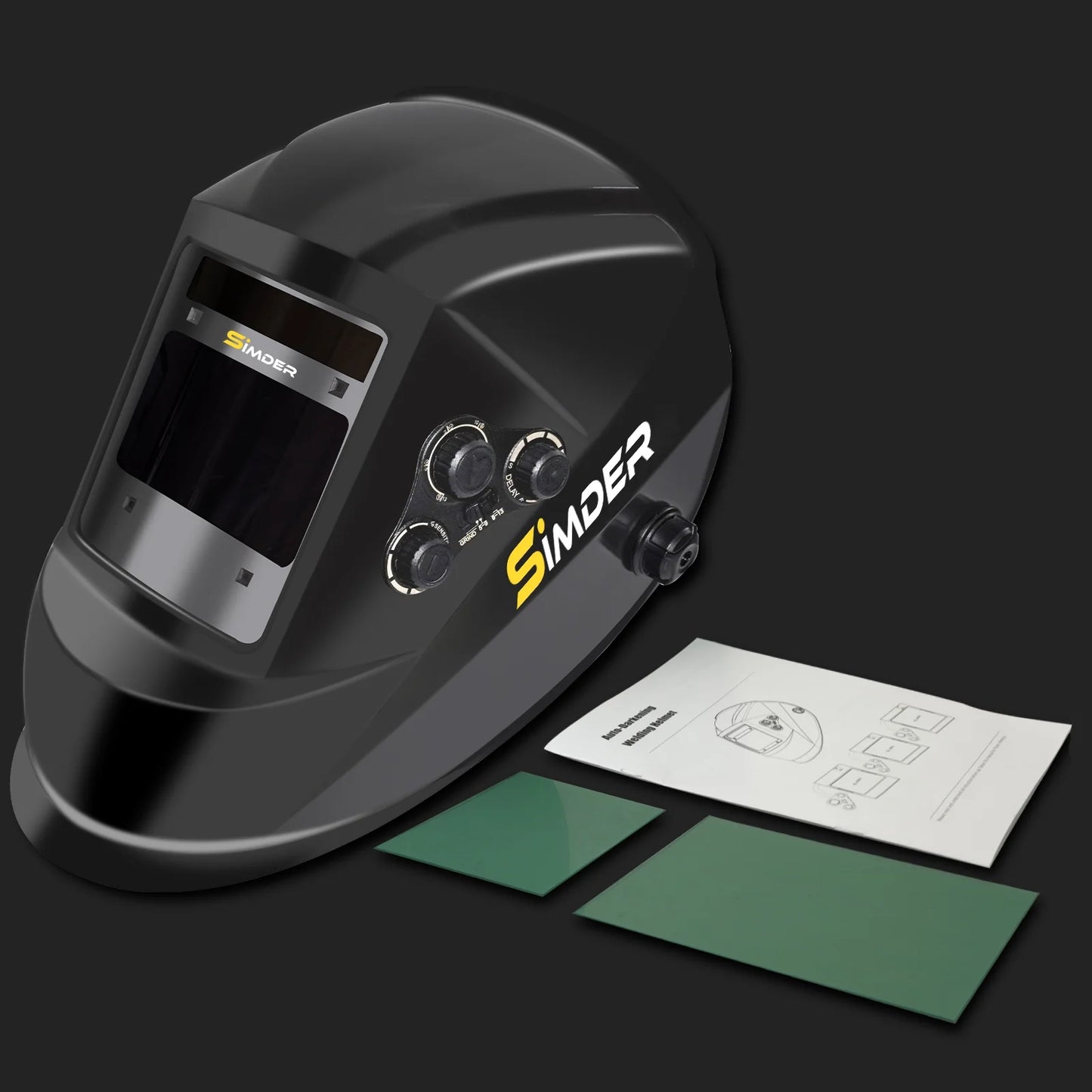 SSimder Auto Darkening True Color Solar Power Large Viewing Screen Welding Helmet RLM-800 , 4 Arc Sensor Wide Shade 4/5-9/9-13 TIG MIG Arc Weld Grinding Welder Mask