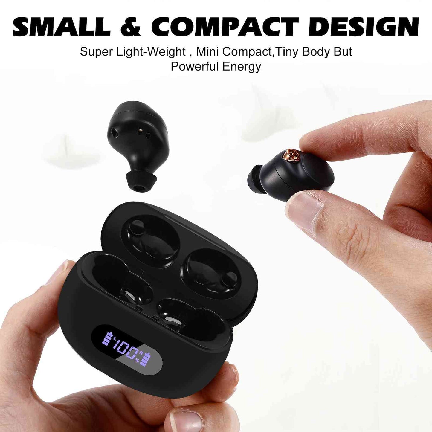 UrbanX True Wireless Bluetooth Earbuds + Charging Case, Black, Dual Connect, IPX5 Water Resistance, Bluetooth 5.2 Connection, Balanced, Bass Boost with Lenovo Tab3 8 Plus