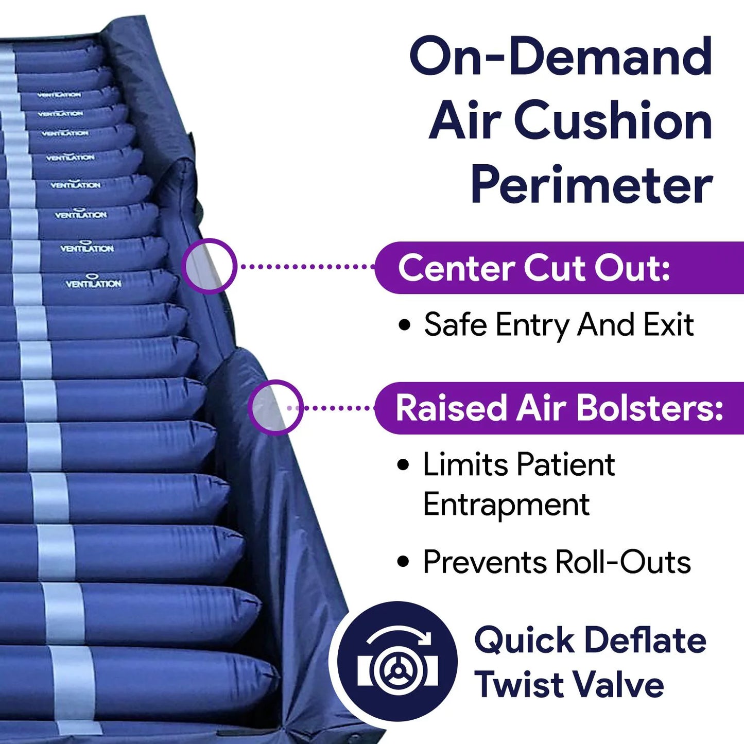 Proheal Bariatric Low Air Loss Alternating Pressure Air Mattress with Pump & Side Air Bolsters - Stages I-IV 36” x 80” x 8/11"