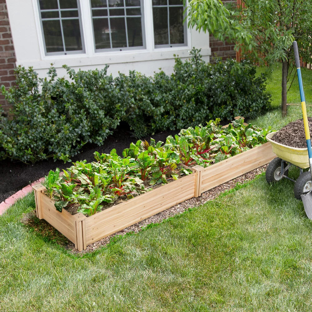 Easyfashion Wooden Raised Garden Bed, 96.7 x 24.6 x 10.6inch (L x W x H),Natural Wood
