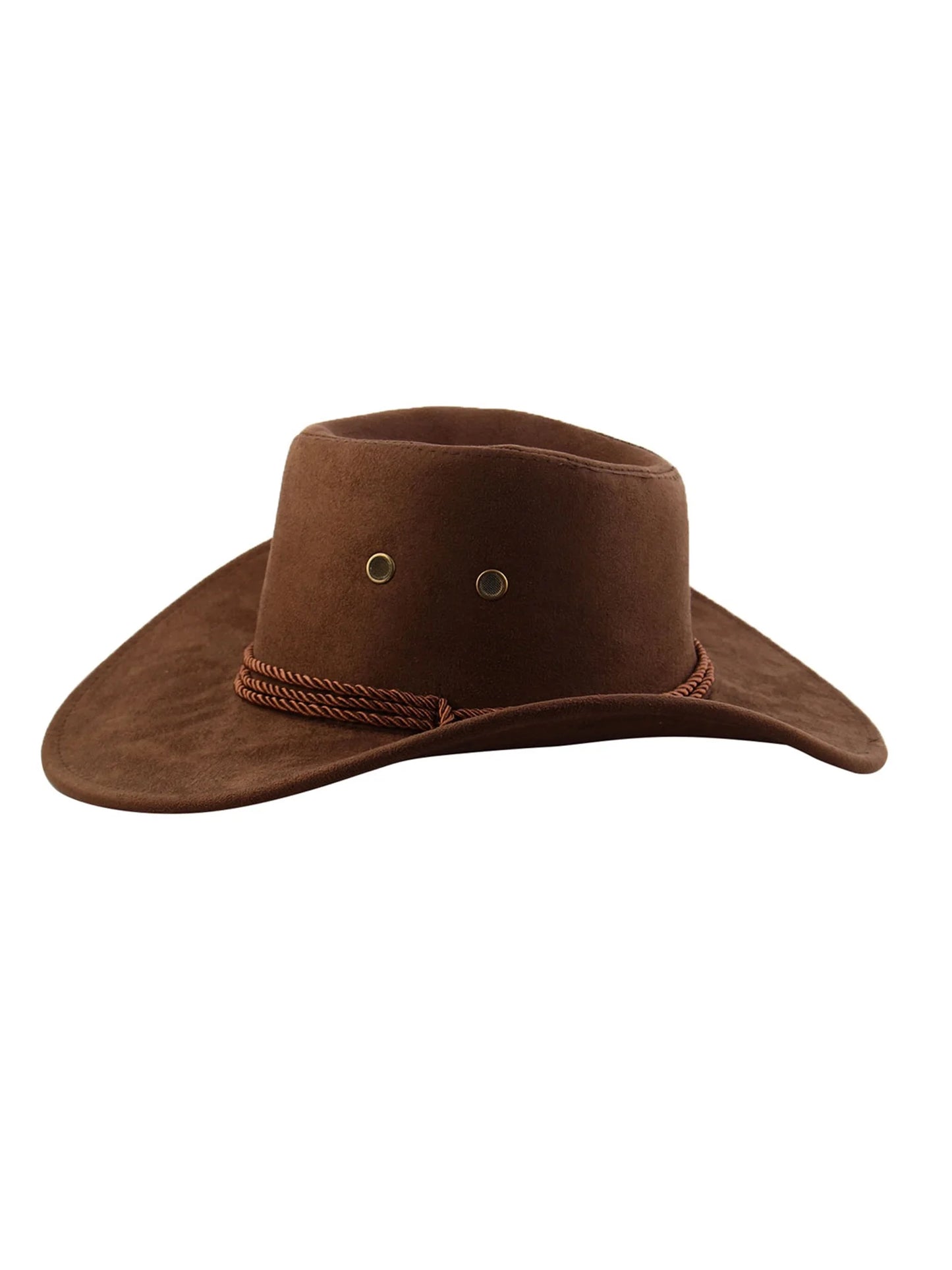 Allegra K Unisex Adjustable Neck Strap Wide Brim Western Style Sunhat Cowboy Hat Coffee Color