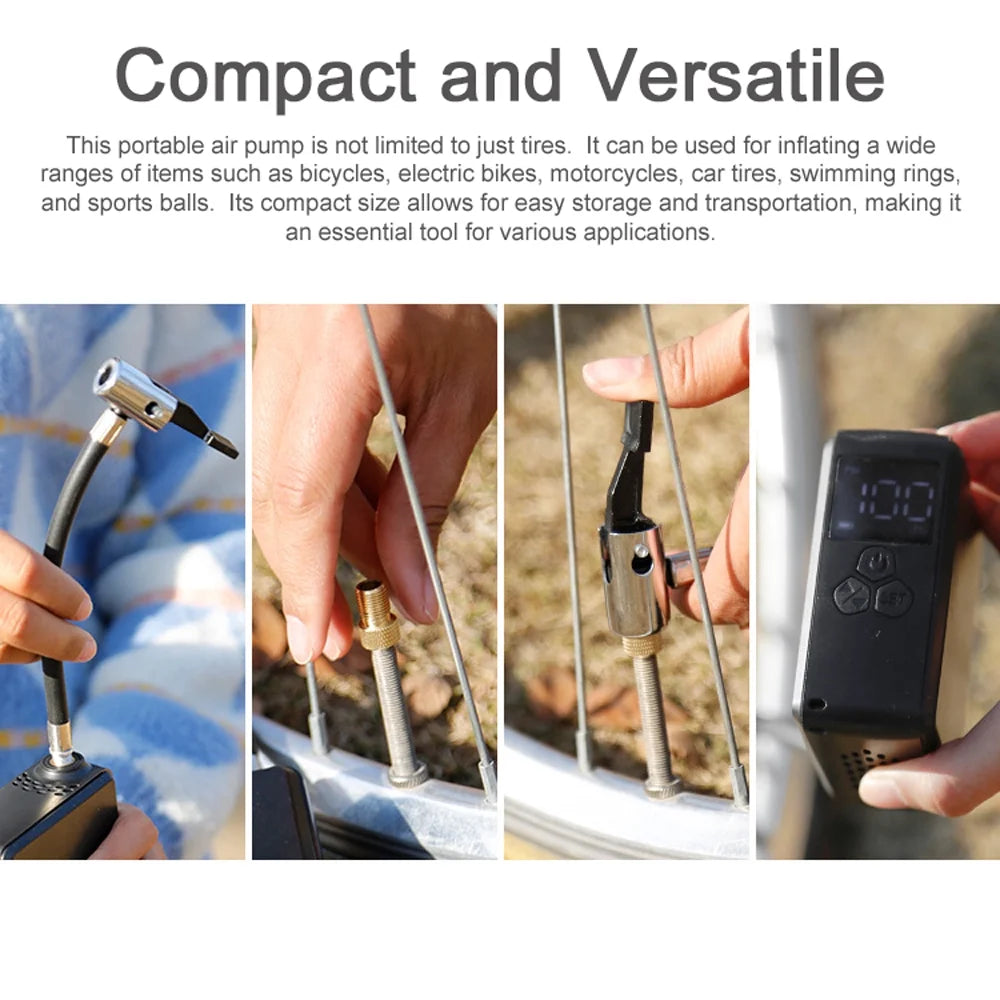 Walmeck 150PSI Cordless Air Pump Tire Inflator Bicycles and Electric Bicycles, Support Tire Pressure Detecting