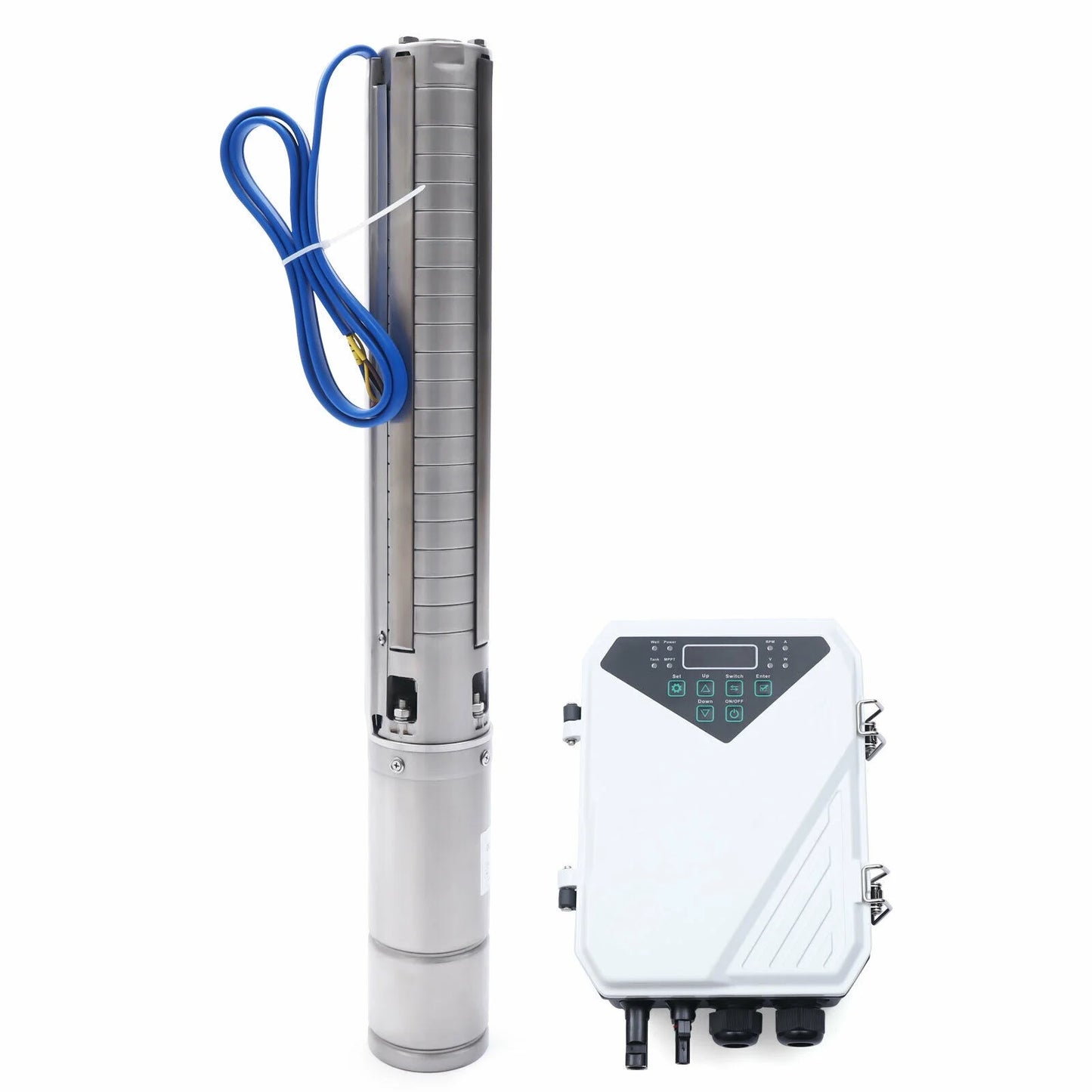 4" 2 HP 110V Solar Water Pump Submersible MPPT Controller Kit DC Deep Well Pump