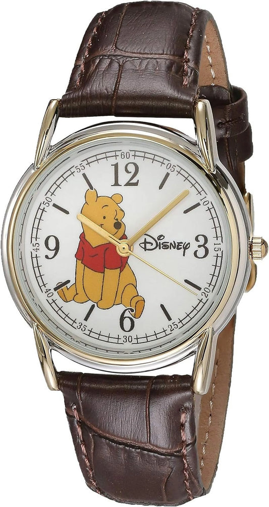 Winnie Men's Cardiff Silver and Gold Alloy Watch, Brown Leather Strap