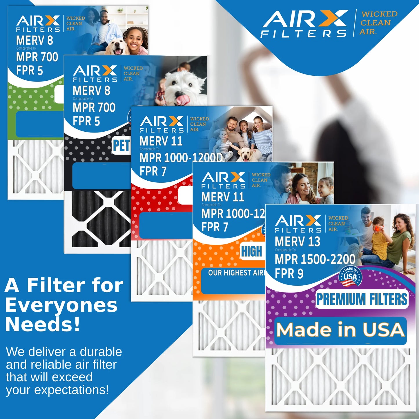 12x20x1 Air Filter MERV 8 Comparable to MPR 700 & FPR 5 Electrostatic Pleated Air Conditioner Filter 6 Pack HVAC AC Premium USA Made 12x20x1 Furnace Filters by AIRX FILTERS WICKED CLEAN AIR.