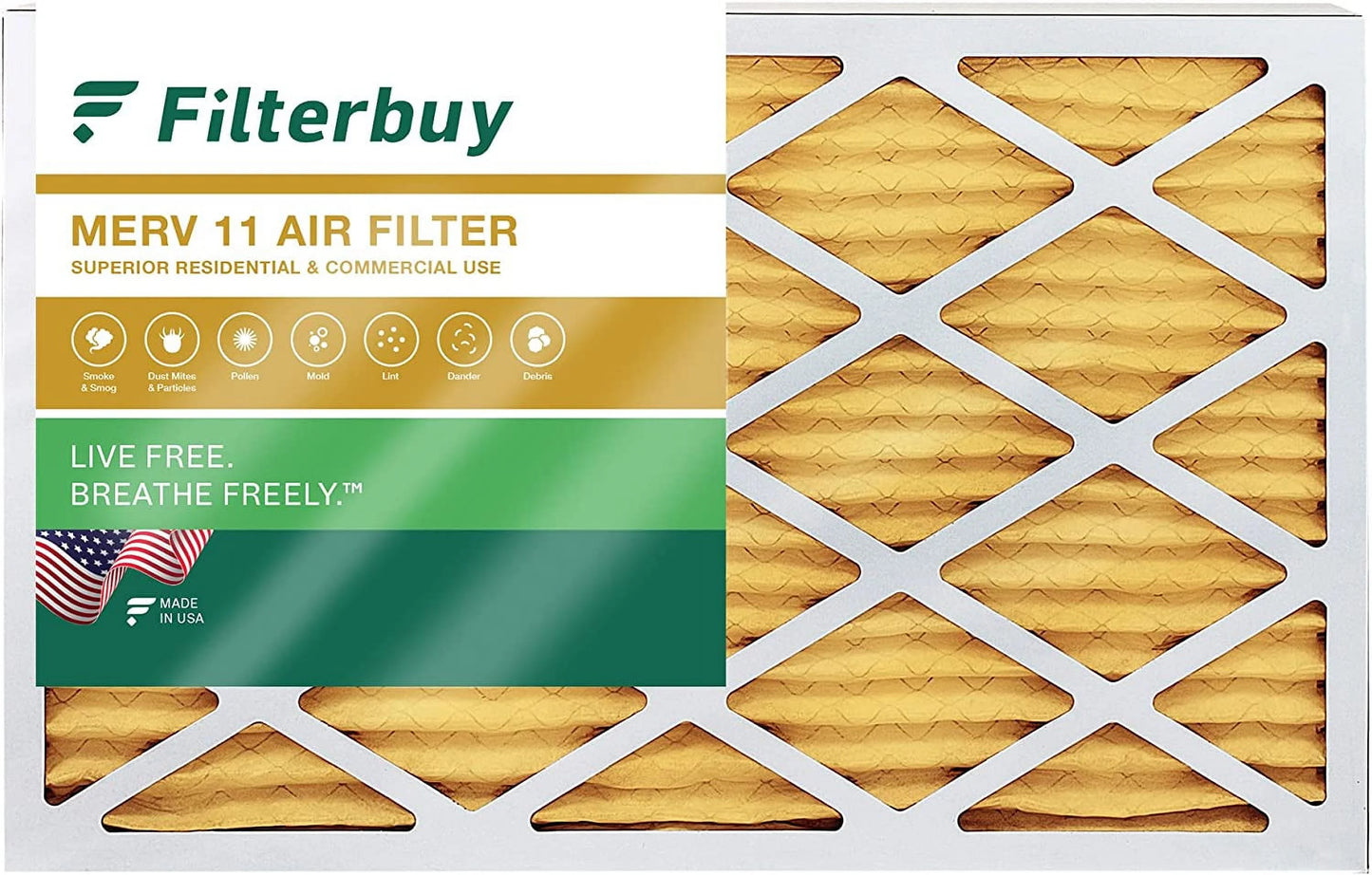Filterbuy 16x25x2 MERV 11 Pleated HVAC AC Furnace Air Filters (1-Pack)