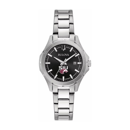 Women's Bulova Black Southern Illinois Salukis Stainless Steel Classic Sport Watch
