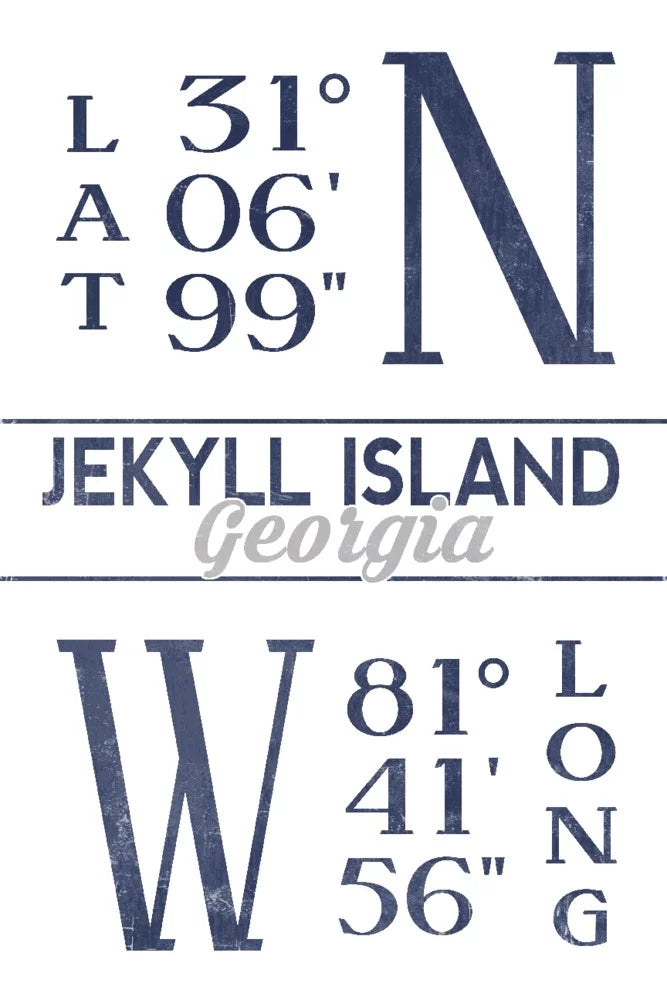 Jekyll Island, Georgia, Latitude and Longitude (Blue) (19x27 inches, Premium 500 Piece Jigsaw Puzzle Adults and Family, Made in USA)