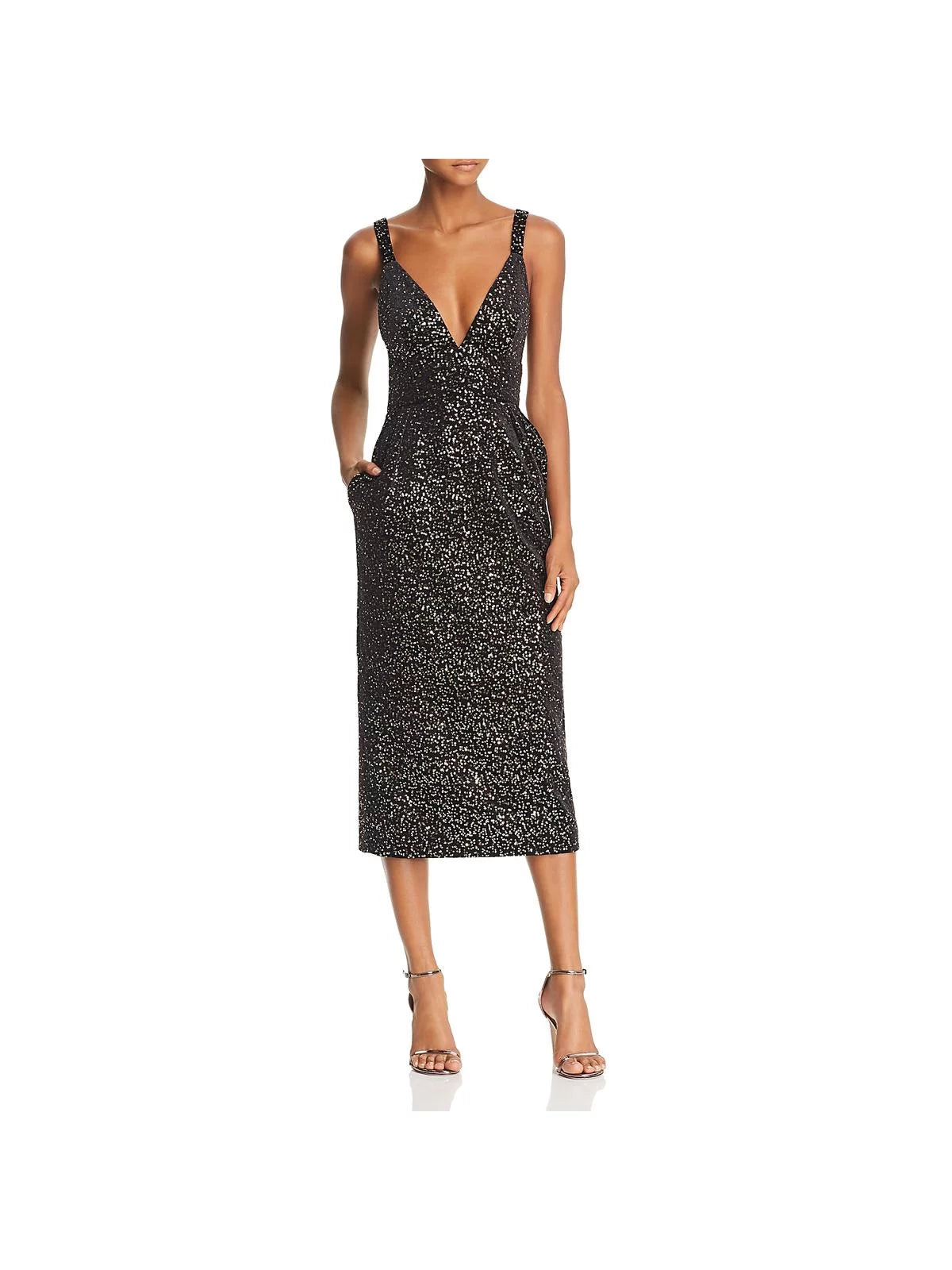 Jill Stuart Womens Velvet Sequined Midi Dress