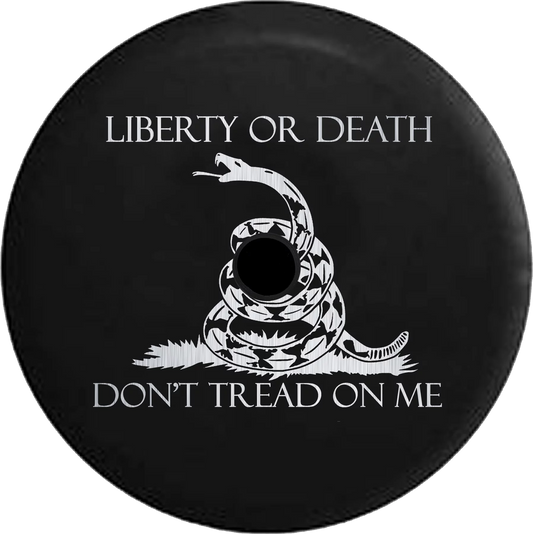 2018 2019 Wrangler JL Backup Camera Liberty or Death Don't Tread on Me Snake Brushed Steel Spare Tire Shield Jeep RV 32 Inch