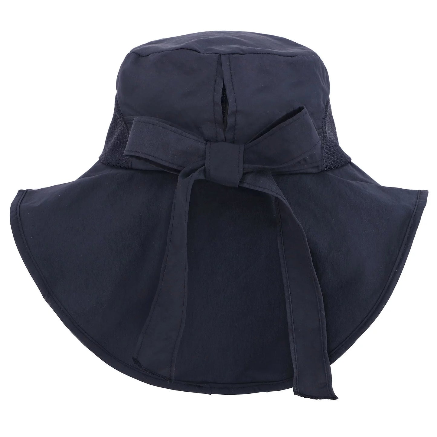 Womens Foldable Flap Wrap UPF 51+ UV Protective Wide Brim Bucket Sun Hat Black
