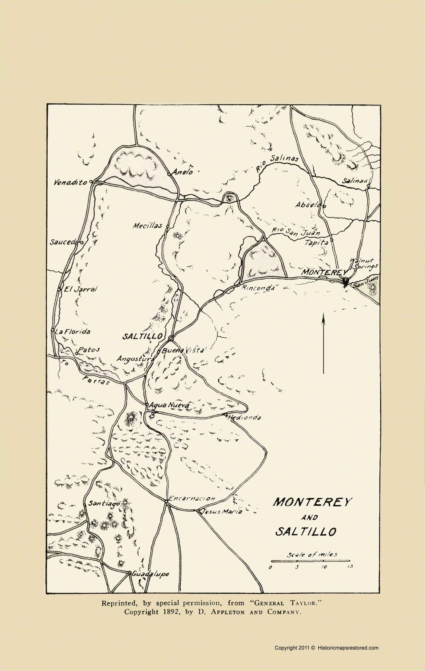 War - Monterey Saltillo General Taylor - Appleton 1892 - 23.00 x 36.24 - Glossy Satin Paper