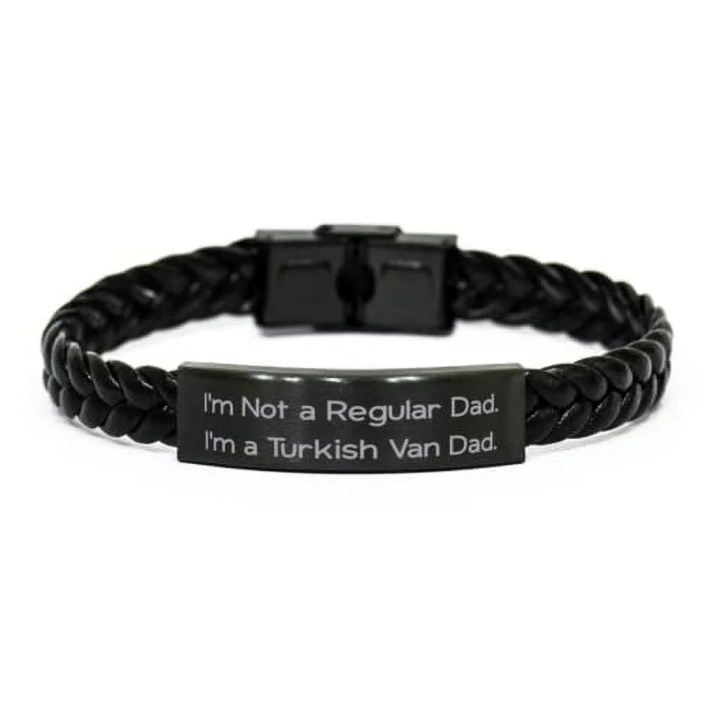 amangny Cool Turkish Van Cat, I'm Not a Regular Dad. I'm a Turkish Van Dad, Useful Holiday Braided Leather Bracelet Cat Lovers