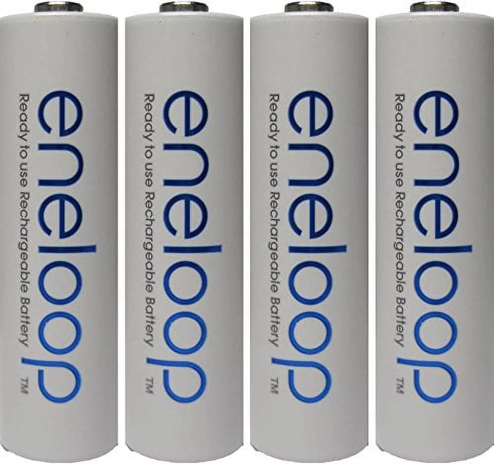 4 Pack Newest Version Panasonic Eneloop 4th Generation AA NiMH Pre-charged 2100 Times Rechargeable Batteries + Free Battery Holder