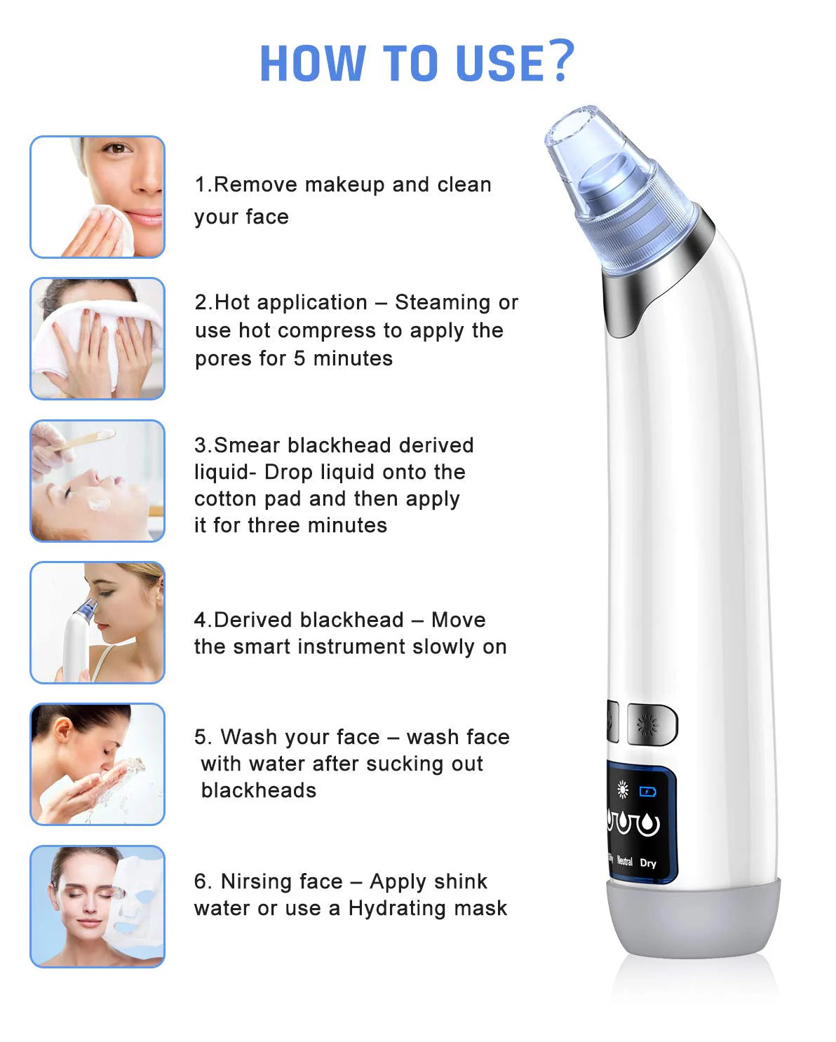 Ansten Pore Vacuum Face Cleaner Blackhead Remover kit Blackhead Remover Pore Vacuum Suction Electric Facial Pore Cleaner USB Rechargeable Blackhead Pimple Sucker Nose Face Women Men