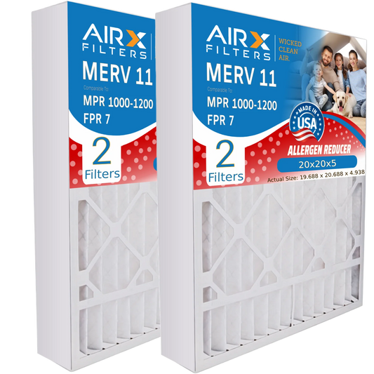 20x20x5 Air Filter MERV 11 Comparable to MPR 1000, MPR 1200 & FPR 7 with ReservePro 4531 Premium USA Made 20x20x5 Furnace Filter MERV 11 by AIRX FILTERS WICKED CLEAN AIR.